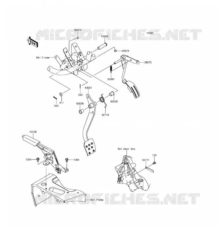 BRAKE PEDAL - THROTTLE LEVER Kawasaki SSV 400 2017 MULE SX  KAF400KHS