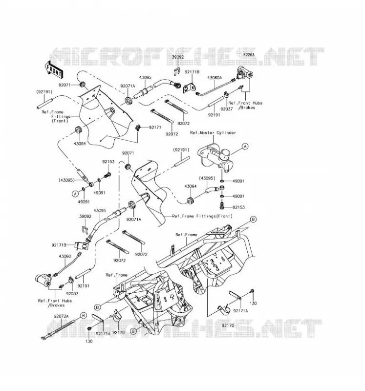 FRONT BRAKE PIPE Kawasaki SSV 400 2017 MULE SX  KAF400LHF