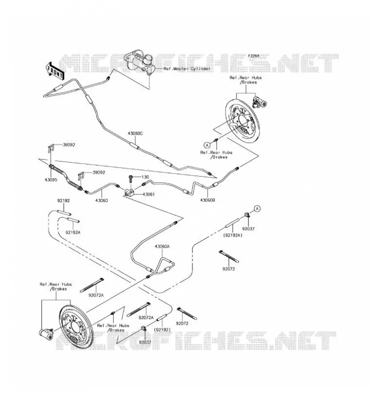 REAR BRAKE PIPE Kawasaki SSV 400 2017 MULE SX  KAF400LHS