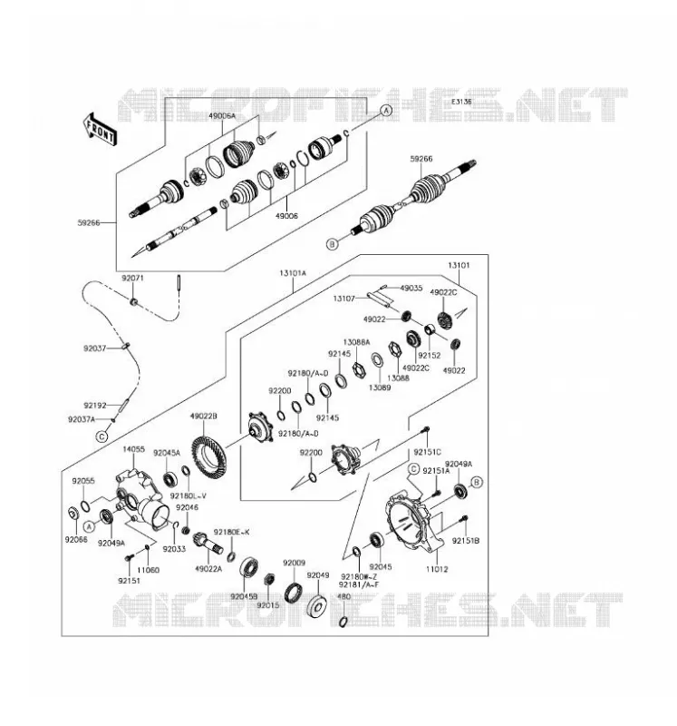 FRONT DRIVE SHAFT Kawasaki SSV 400 2017 MULE SX  KAF400NHF