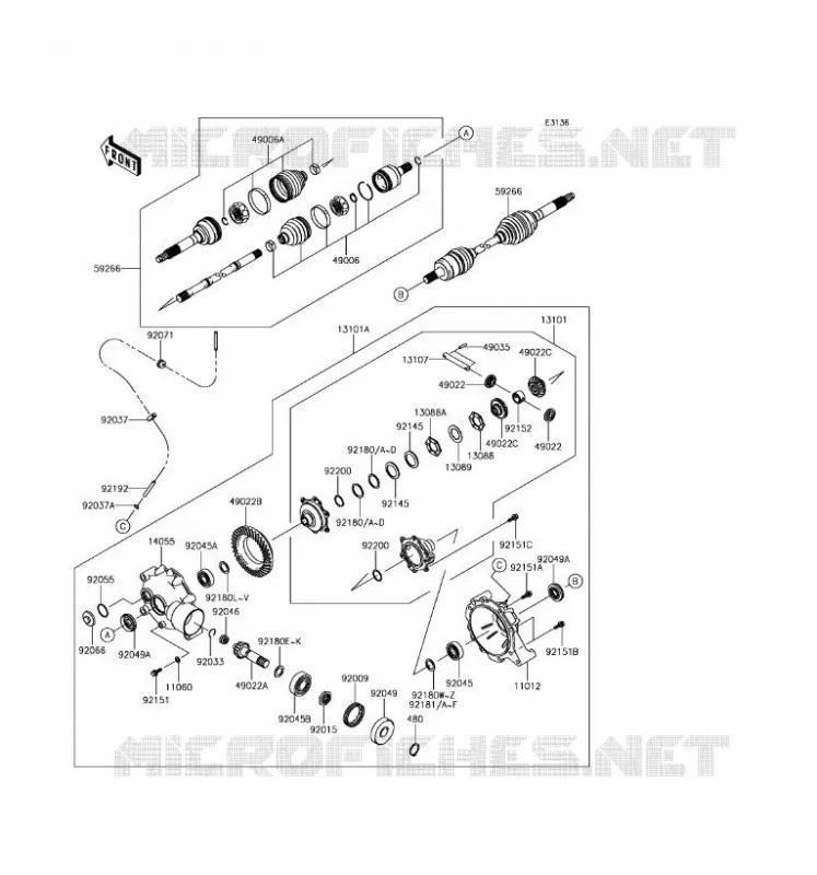 FRONT DRIVE SHAFT Kawasaki SSV 400 2017 MULE SX  KAF400NHS