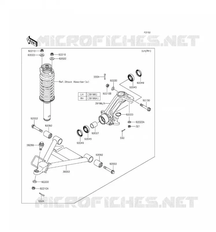 FRONT SUSPENSION - SHOCK ABSORBER Kawasaki SSV 620 2016 MULE 4010 4X4  KAF620MGF