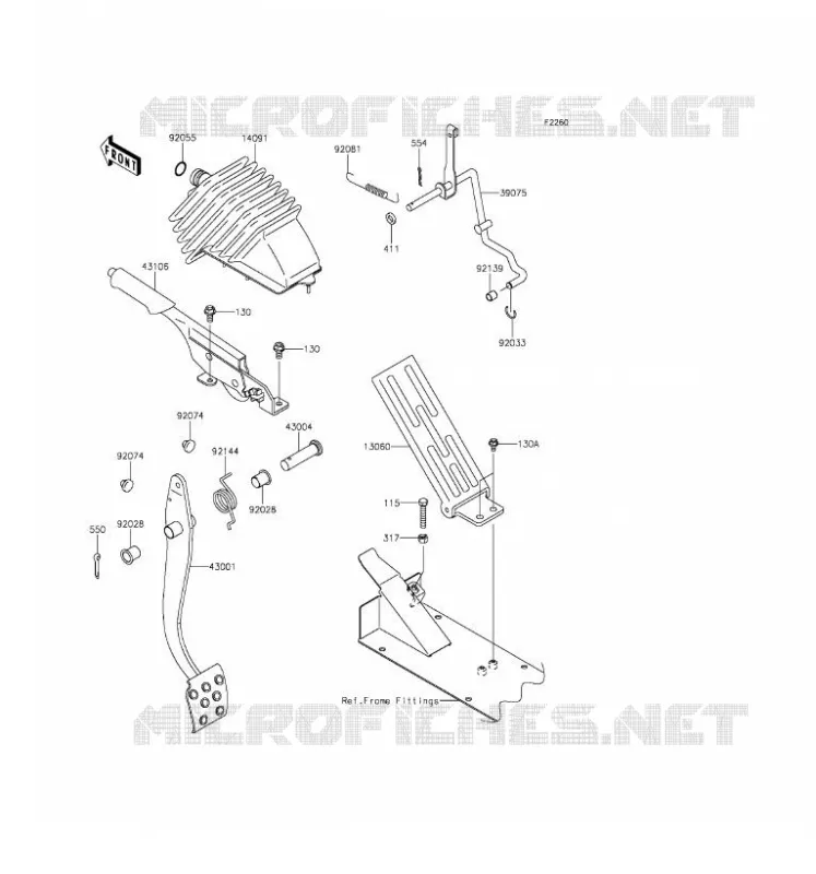 BRAKE PEDAL - THROTTLE LEVER Kawasaki SSV 620 2016 MULE 4000  KAF620PGF