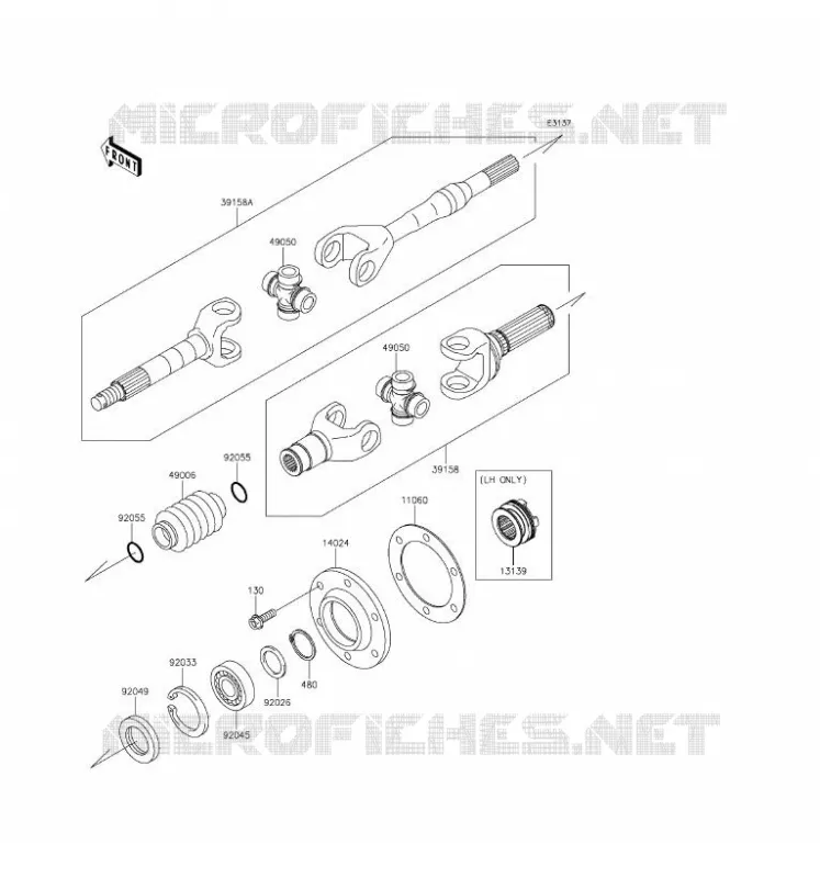 DRIVE SHAFT(ARRI&Egrave;RE) Kawasaki SSV 620 2017 MULE 4010 TRANS 4X4  KAF620RHF