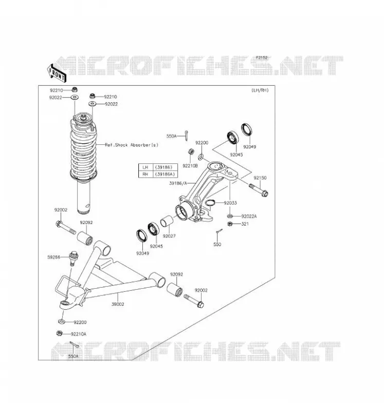 FRONT SUSPENSION - SHOCK ABSORBER Kawasaki SSV 620 2017 MULE 4010 TRANS 4X4  KAF620SHF