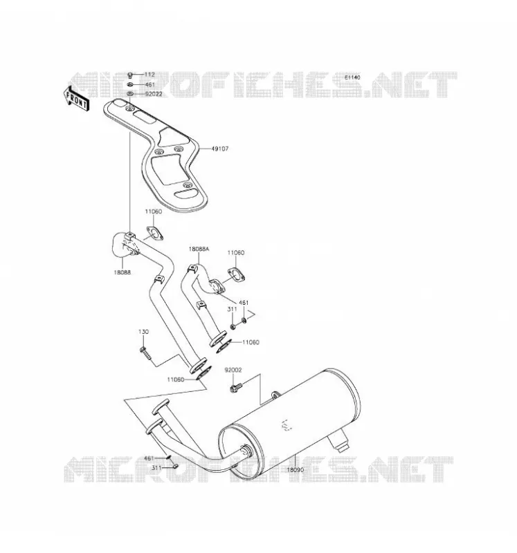 EXHAUST Kawasaki SSV 620 2016 MULE 4010 4X4  KAF620TGF