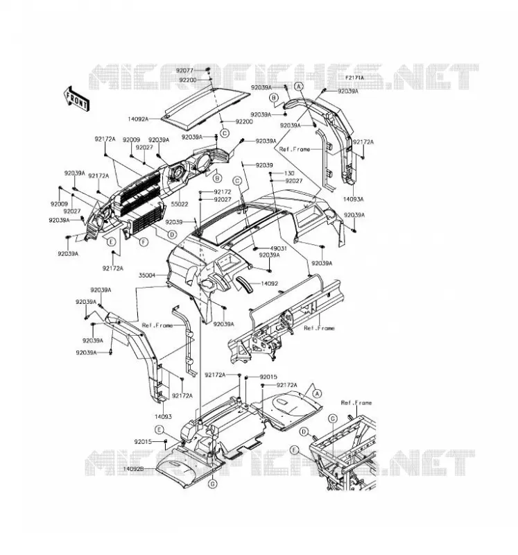 FRONT FENDER Kawasaki SSV 820 2016 MULE PRO-FXT  KAF820AGF