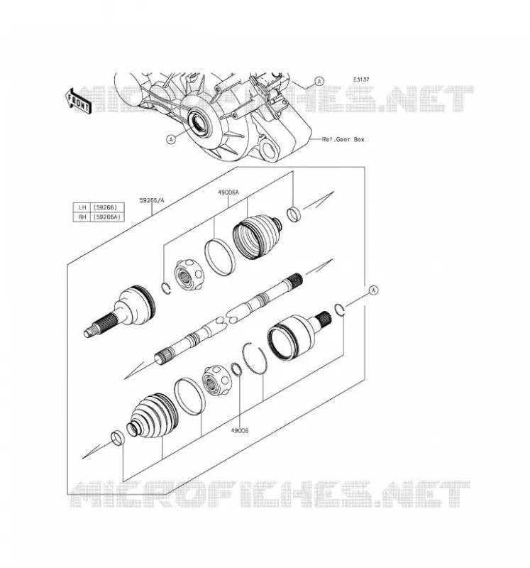 DRIVE SHAFT(ARRI&Egrave;RE) Kawasaki SSV 820 2016 MULE PRO-FXT  KAF820BGF