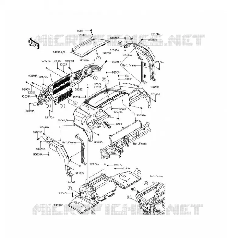 FRONT FENDER Kawasaki SSV 820 2016 MULE PRO-FXT  KAF820BGF