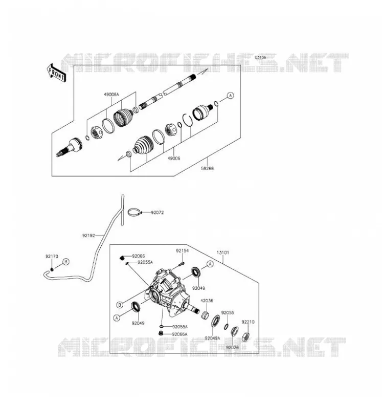 FRONT DRIVE SHAFT Kawasaki SSV 820 2016 MULE PRO-FXT  KAF820BGF