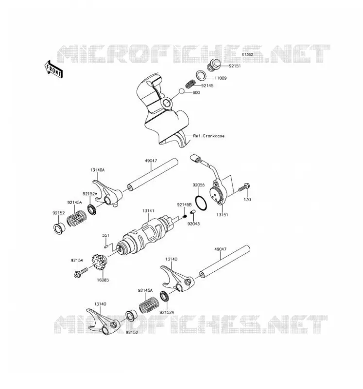 GEAR CHANGE DRUM - SHIFT FORKS Kawasaki SSV 800 2017 TERYX LE  KRF800GHF
