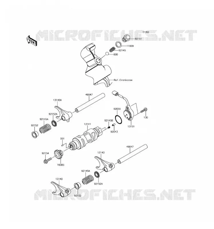 GEAR CHANGE DRUM - SHIFT FORKS Kawasaki SSV 800 2017 TERYX 4 LE  KRT800GHF