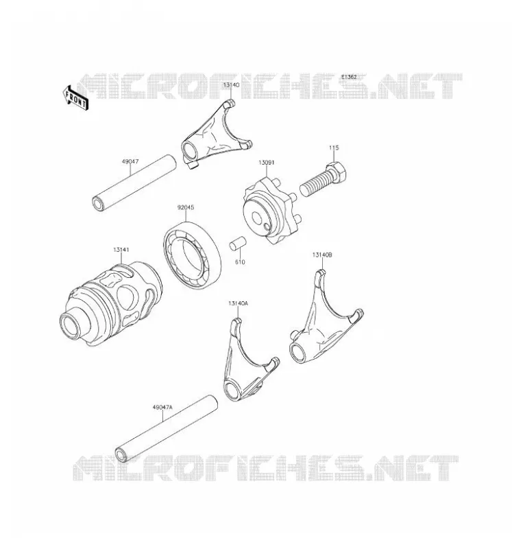 GEAR CHANGE DRUM - SHIFT FORKS Kawasaki TOUT-TERRAIN 100 2016 KX100  KX100FGF