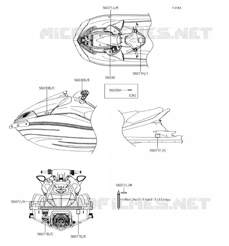 LABELS Kawasaki JET SKI 1500 2017 JET SKI ULTRA 310X SE  JT1500PHF
