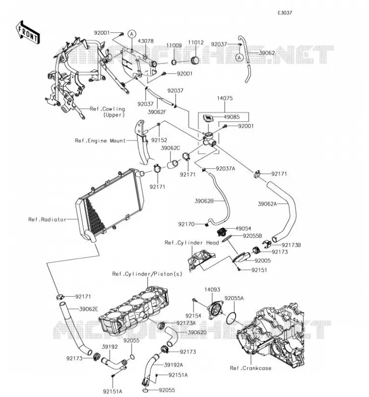 WATER PIPE Kawasaki MOTOS 1000 2018 VERSYS 1000  KLZ1000BJF
