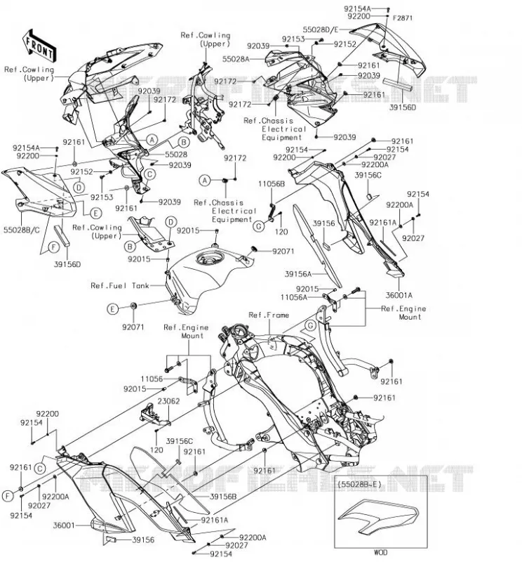 COWLING(CENTRALE) Kawasaki MOTOS 1000 2018 VERSYS 1000  KLZ1000BJF