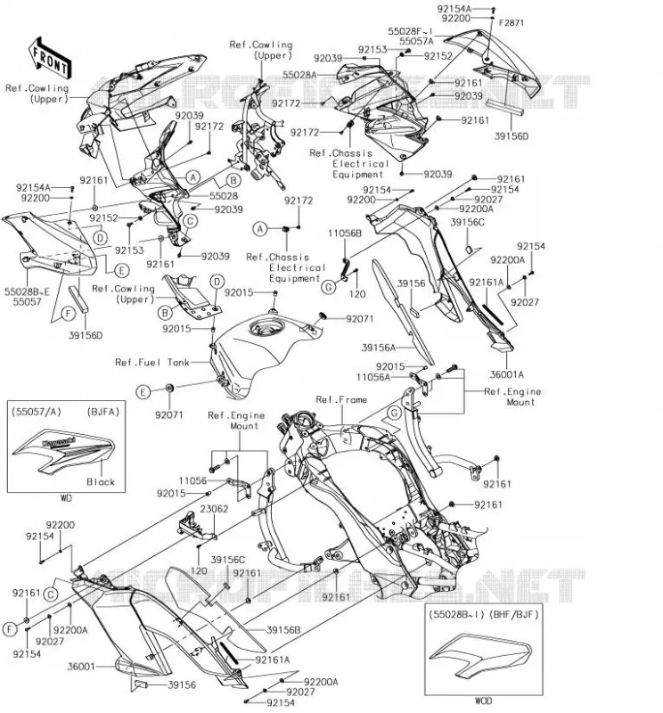 COWLING(CENTRALE) Kawasaki MOTOS 1000 2018 VERSYS 1000  KLZ1000BJF