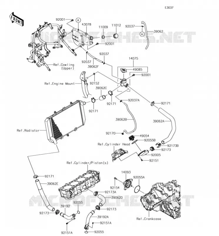 WATER PIPE Kawasaki MOTOS 1000 2018 VERSYS 1000  KLZ1000BJF
