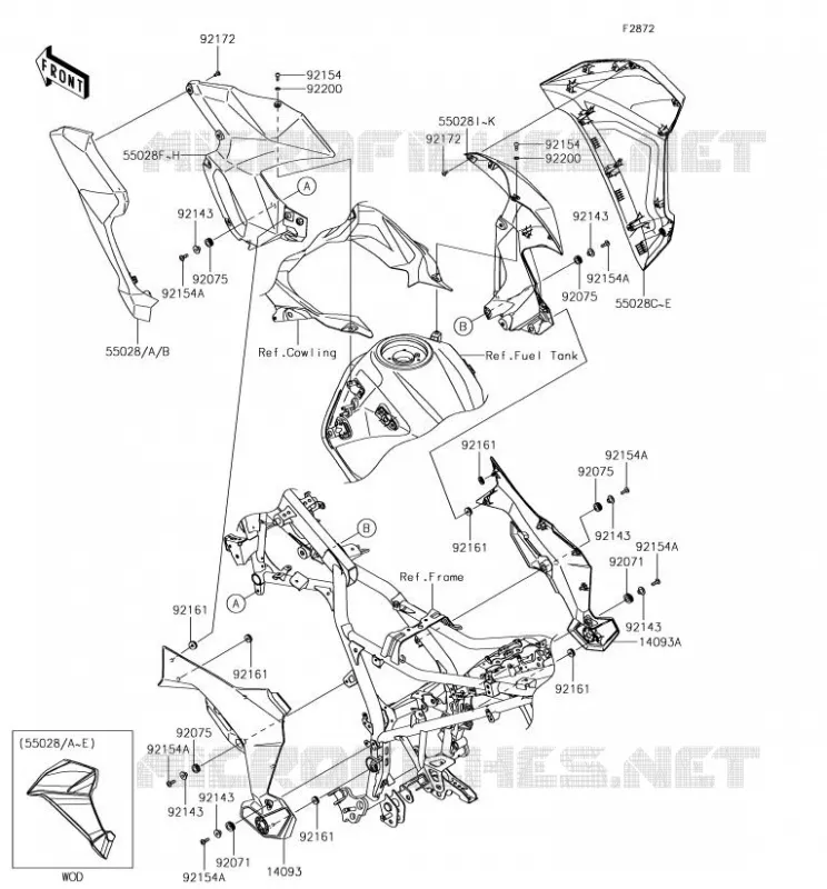 LOWER COWLING Kawasaki MOTOS 300 2017 VERSYS-X 300  KLE300CHF