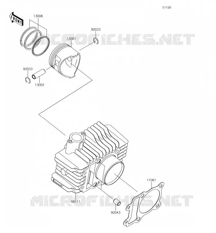 CYLINDER - PISTON  Kawasaki MOTOS 125 2018 Z125 PRO  BR125JJS