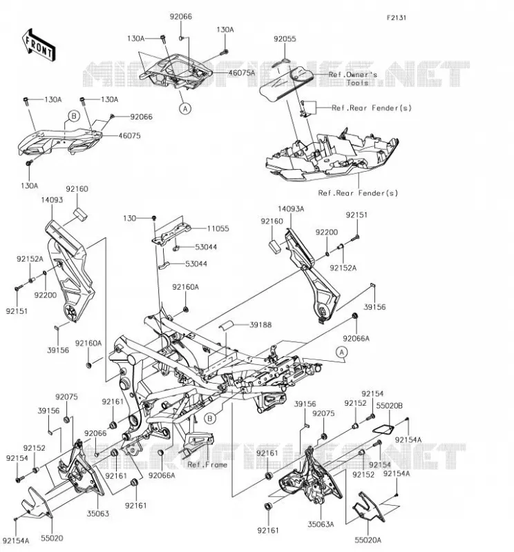 FRAME PARTS (COUVERTURE) Kawasaki MOTOS 650 2018 VERSYS 650  KLE650FJF