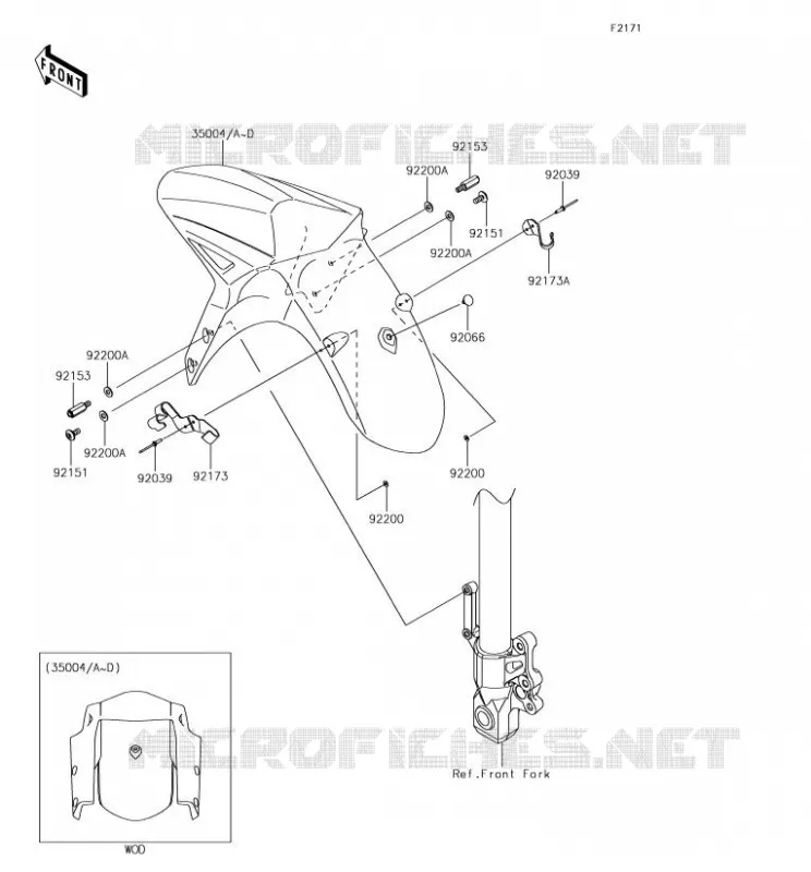 FRONT FENDER Kawasaki MOTOS 650 2018 VERSYS 650  KLE650FJF