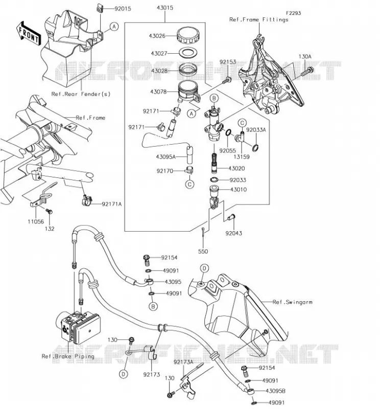 REAR MASTER CYLINDER Kawasaki MOTOS 650 2018 VERSYS 650  KLE650FJF
