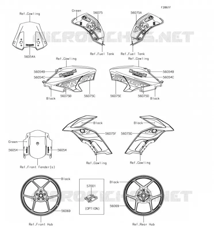 DECALS(Green)(FJFA) Kawasaki MOTOS 650 2018 VERSYS 650  KLE650FJF