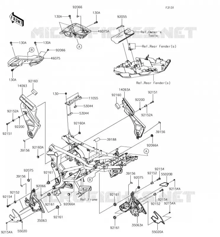 FRAME PARTS (COUVERTURE) Kawasaki MOTOS 650 2018 VERSYS 650  KLE650FJF