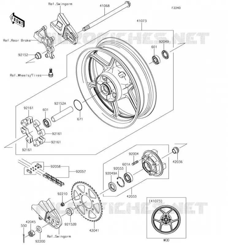 REAR HUB Kawasaki MOTOS 650 2018 VERSYS 650  KLE650FJF
