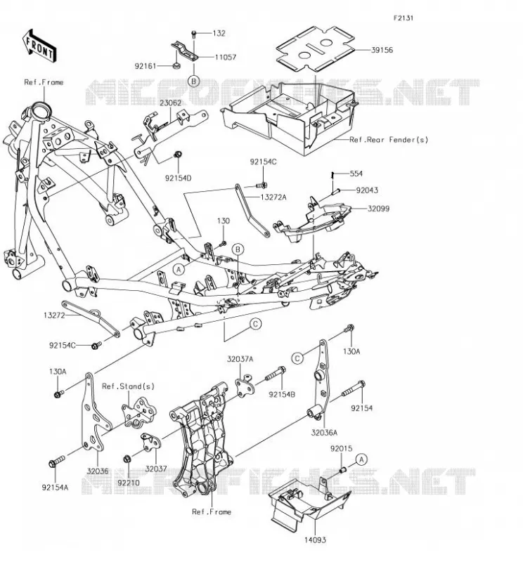FRAME PARTS (COUVERTURE) Kawasaki MOTOS 400 2018 NINJA 400  EX400HJF