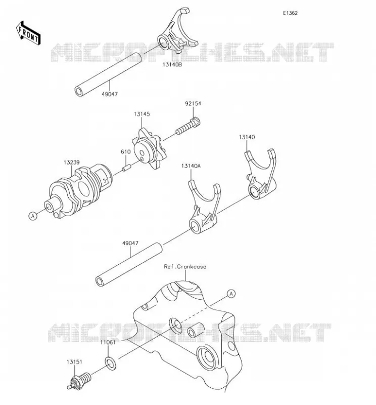 GEAR CHANGE DRUM - SHIFT FORKS Kawasaki MOTOS 650 2018 KLR650  KL650EJS