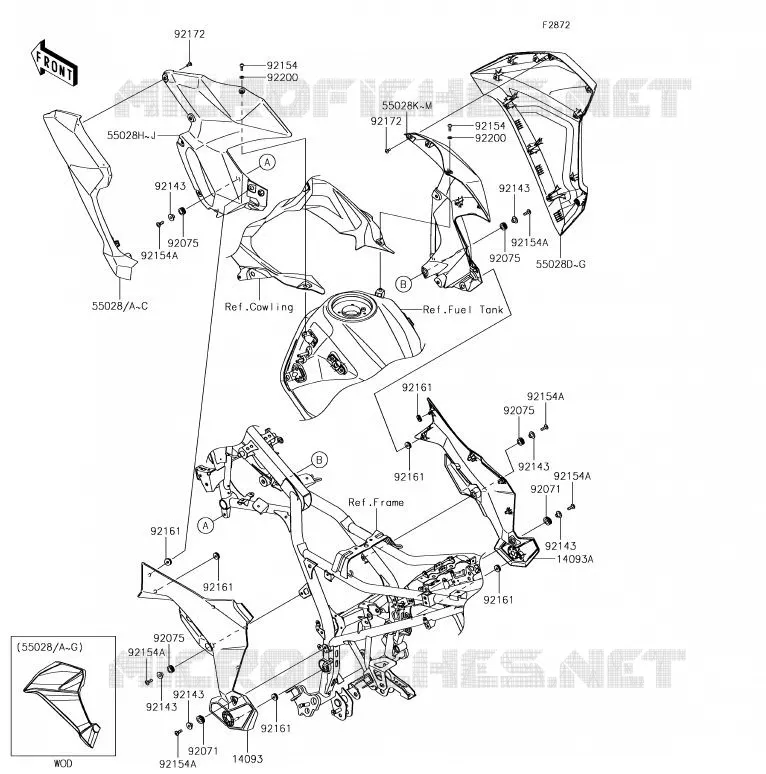 LOWER COWLING Kawasaki MOTOS 300 2017 VERSYS-X 300  KLE300BHF