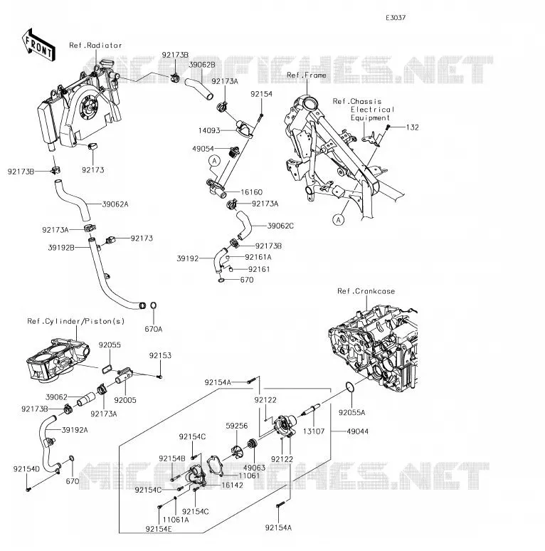 WATER PIPE Kawasaki MOTOS 300 2017 VERSYS-X 300  KLE300BHF