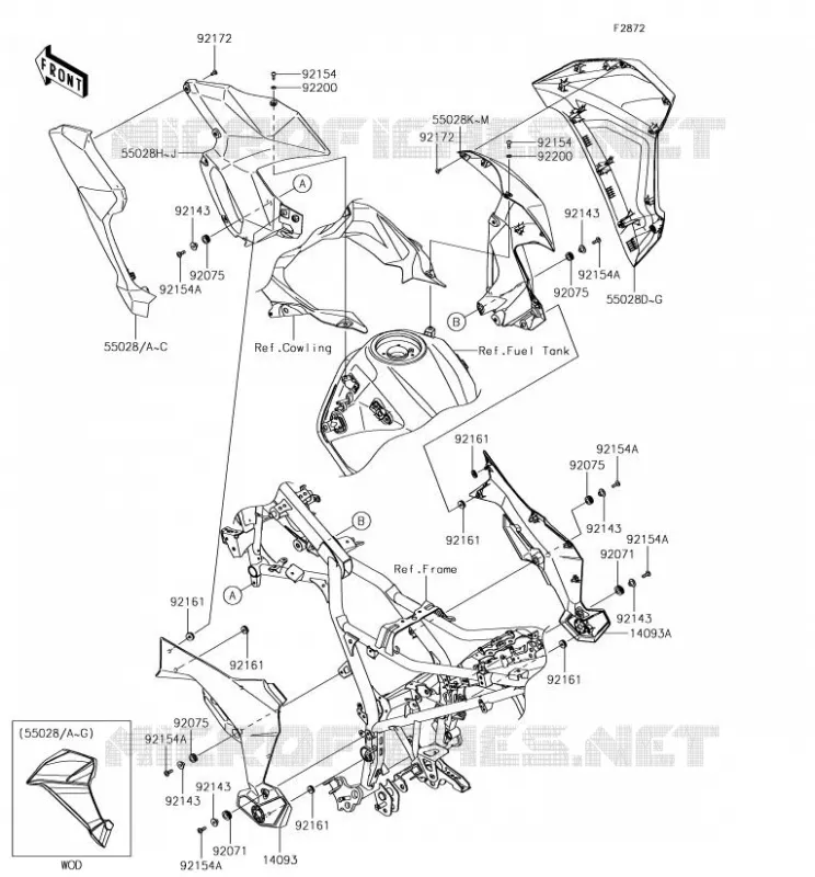 LOWER COWLING Kawasaki MOTOS 300 2018 VERSYS-X 300  KLE300BJF