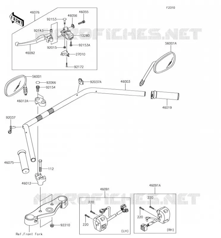 HANDLEBAR Kawasaki MOTOS 900 2018 VULCAN 900 CLASSIC LT  VN900DJF