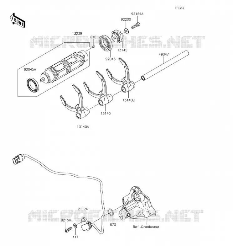 GEAR CHANGE DRUM - SHIFT FORKS Kawasaki MOTOS 1000 2017 NINJA H2  ZX1000XHF