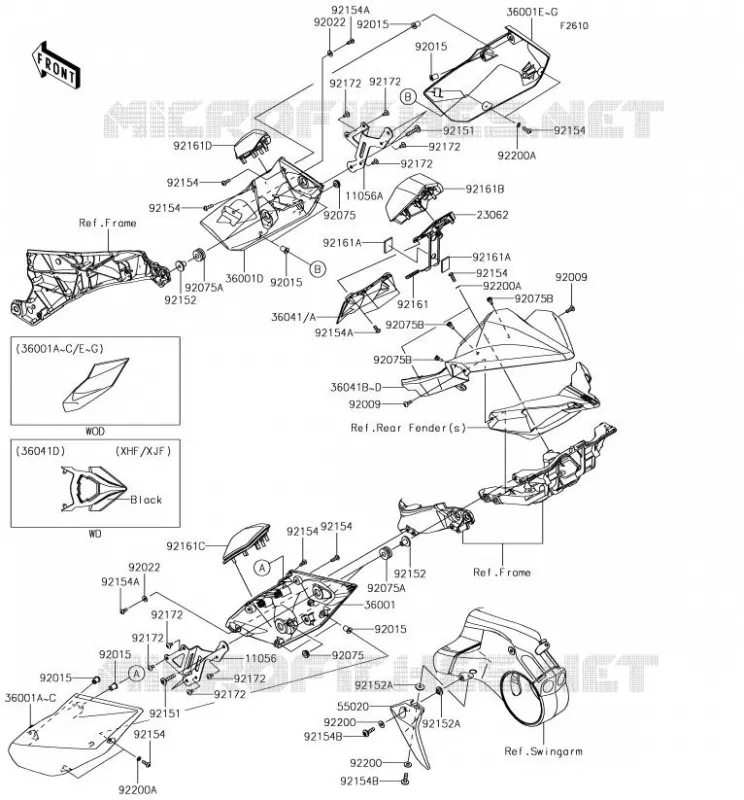 SIDE COVERS - CHAIN COVER Kawasaki MOTOS 1000 2017 NINJA H2  ZX1000XHF