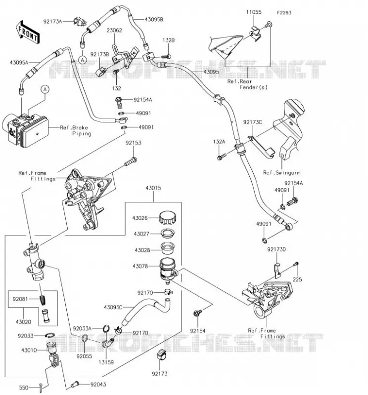 REAR MASTER CYLINDER Kawasaki MOTOS 1000 2018 Z1000SX  ZX1000WJF