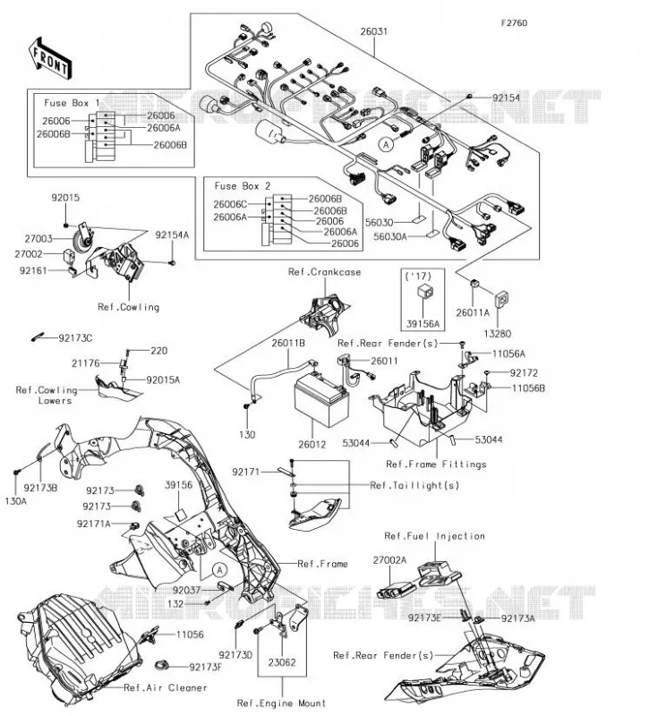 CHASSIS ELECTRICAL EQUIPMENT Kawasaki MOTOS 1000 2018 Z1000SX  ZX1000WJF