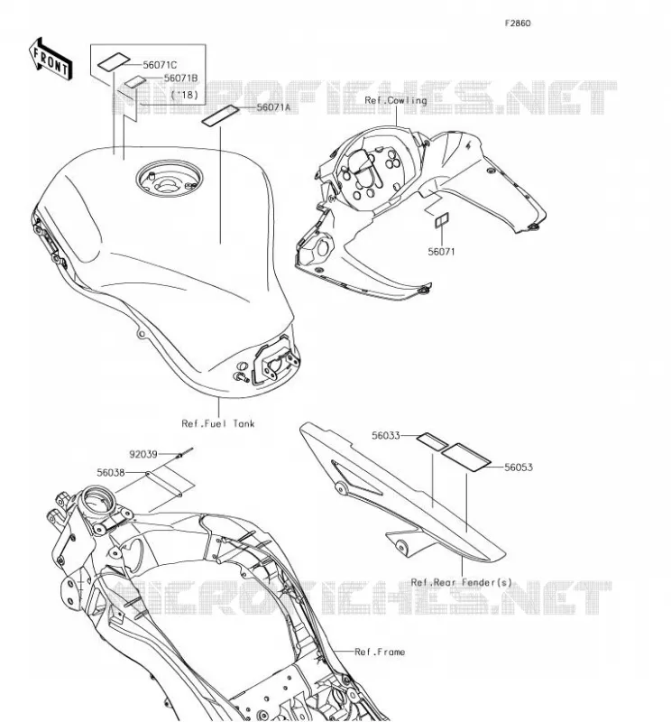 LABELS Kawasaki MOTOS 1000 2018 Z1000SX  ZX1000WJF
