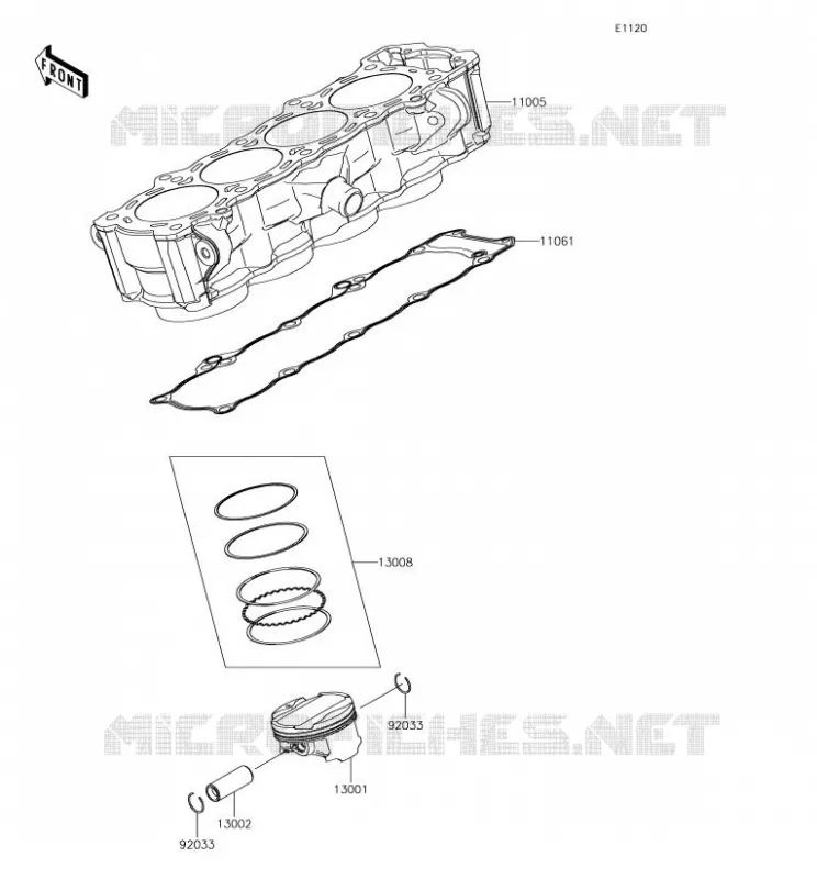 CYLINDER - PISTON  Kawasaki MOTOS 1000 2018 Z1000SX  ZX1000WJF