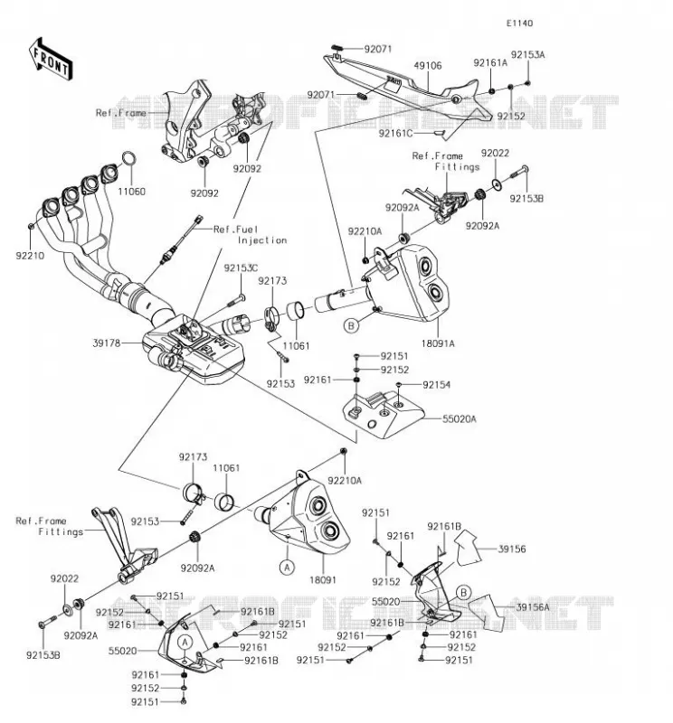 EXHAUST Kawasaki MOTOS 1000 2018 Z1000SX  ZX1000WJF