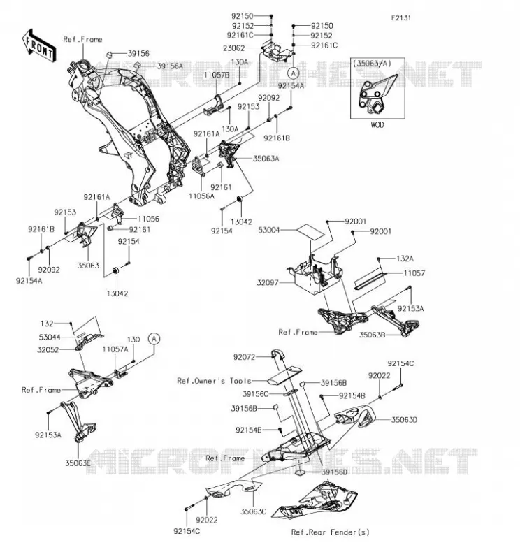 FRAME PARTS (COUVERTURE) Kawasaki MOTOS 1000 2018 Z1000SX  ZX1000WJF