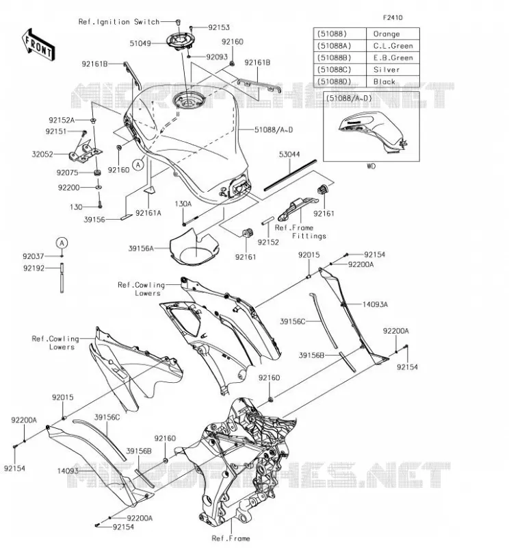 FUEL TANK Kawasaki MOTOS 1000 2018 Z1000SX  ZX1000WJF