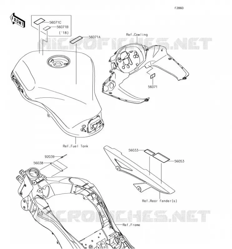 LABELS Kawasaki MOTOS 1000 2018 Z1000SX  ZX1000WJF