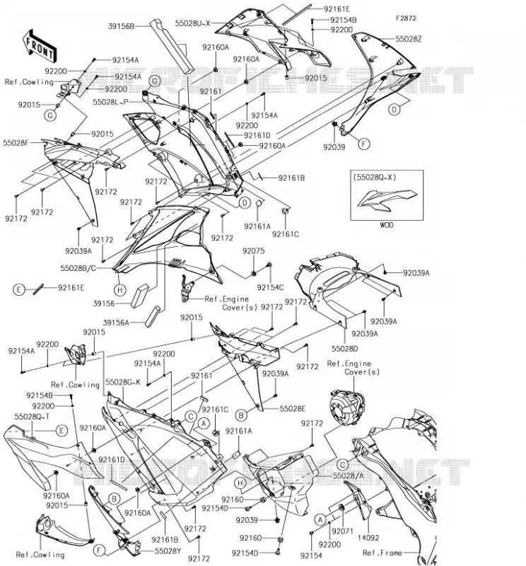 LOWER COWLING Kawasaki MOTOS 1000 2018 Z1000SX  ZX1000WJF