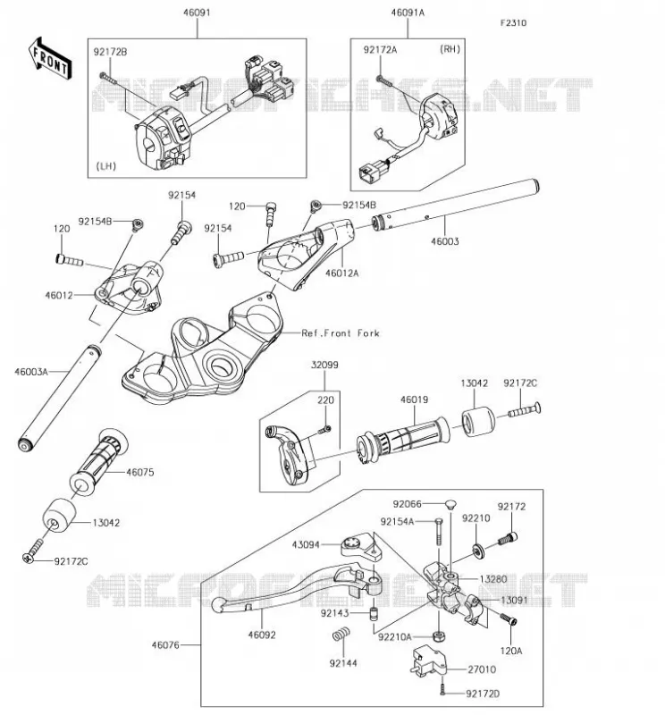 HANDLEBAR Kawasaki MOTOS 1000 2018 Z1000SX  ZX1000WJF