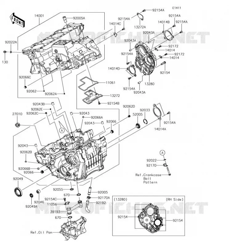 CRANKCASE(S) Kawasaki MOTOS 1000 2018 NINJA ZX-10R  ZX1000SJFA