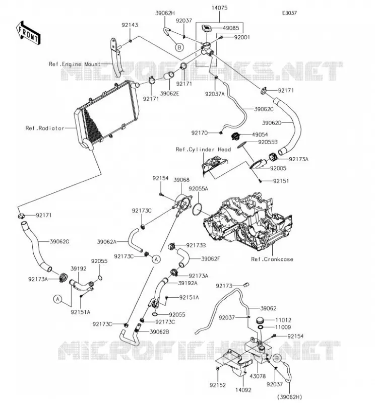 WATER PIPE Kawasaki MOTOS 1000 2018 Z1000  ZR1000HJF